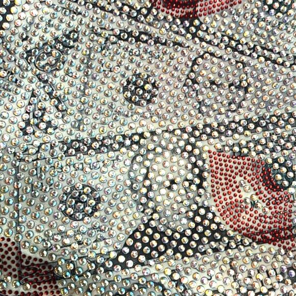 Rhinestone Wedge Boots Sz 11 Lips Print Knee High Pointed Toe Sparkle Glam - Picture 12 of 13